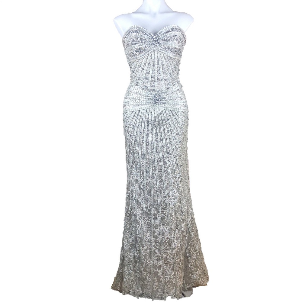 Terani Couture beaded fit and flared evening gown #wedding #gatsby #prom